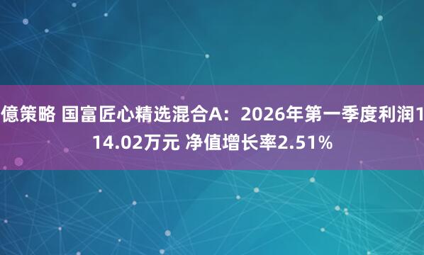 億策略 国富匠心精选混合A：2026年第一季度利润114.02万元 净值增长率2.51%